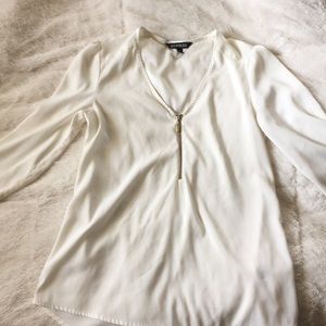 Express Silky Cream Quarter Sleeve Blouse